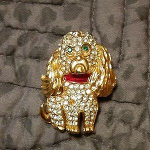 KENNETH JAY LANE Vintage GOLD TONE DOG BROOCH PIN